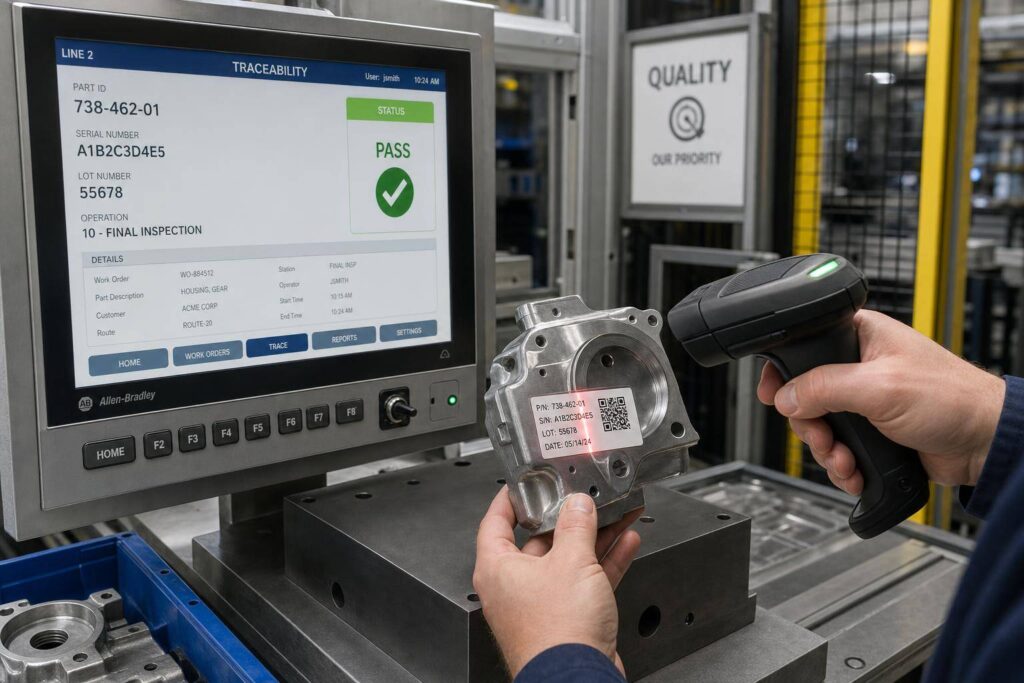 Proces kontroli jakości z użyciem traceability w produkcji